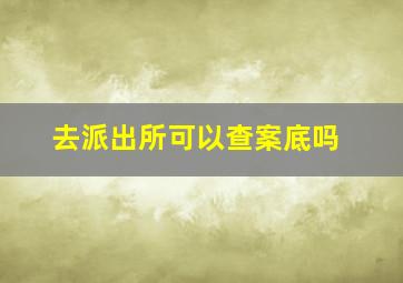 去派出所可以查案底吗