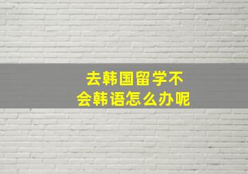 去韩国留学不会韩语怎么办呢