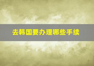 去韩国要办理哪些手续