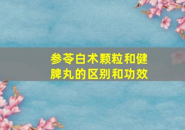 参苓白术颗粒和健脾丸的区别和功效