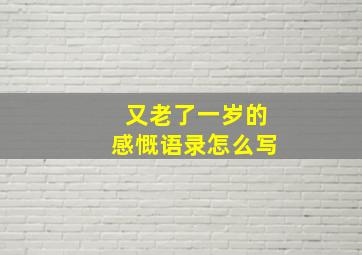 又老了一岁的感慨语录怎么写