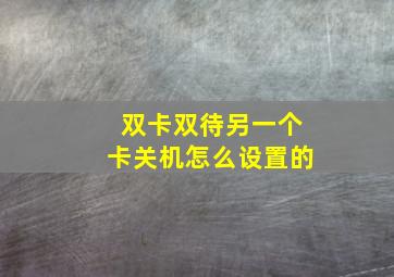 双卡双待另一个卡关机怎么设置的