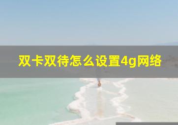 双卡双待怎么设置4g网络