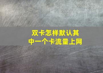 双卡怎样默认其中一个卡流量上网