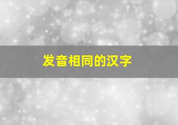 发音相同的汉字