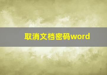 取消文档密码word