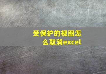 受保护的视图怎么取消excel