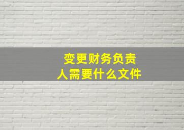 变更财务负责人需要什么文件