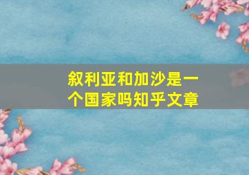 叙利亚和加沙是一个国家吗知乎文章