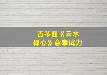 古琴曲《云水禅心》意拳试力