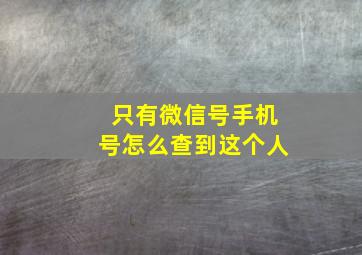 只有微信号手机号怎么查到这个人