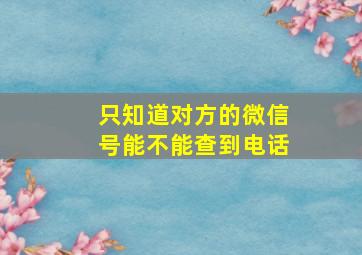 只知道对方的微信号能不能查到电话