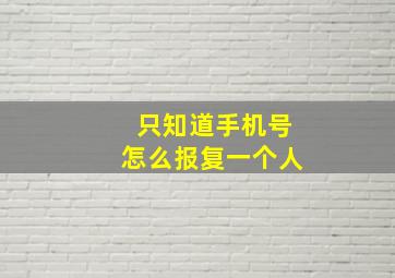 只知道手机号怎么报复一个人