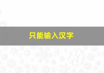 只能输入汉字