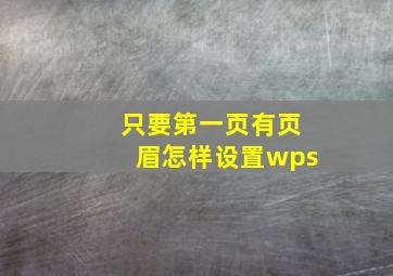 只要第一页有页眉怎样设置wps