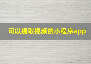 可以提取视频的小程序app