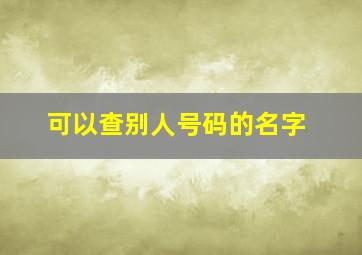 可以查别人号码的名字