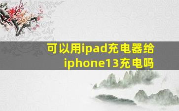 可以用ipad充电器给iphone13充电吗