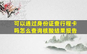 可以通过身份证查行程卡吗怎么查询核酸结果报告