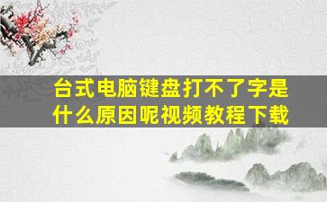 台式电脑键盘打不了字是什么原因呢视频教程下载