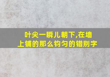 叶尖一瞬儿朝下,在墙上铺的那么钧匀的错别字