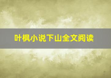 叶枫小说下山全文阅读