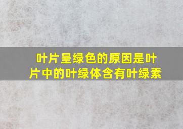 叶片呈绿色的原因是叶片中的叶绿体含有叶绿素