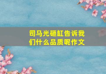 司马光砸缸告诉我们什么品质呢作文