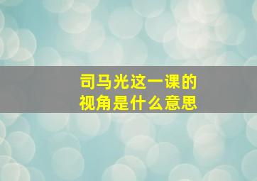 司马光这一课的视角是什么意思