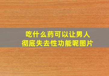 吃什么药可以让男人彻底失去性功能呢图片