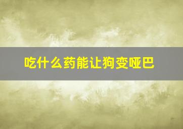 吃什么药能让狗变哑巴