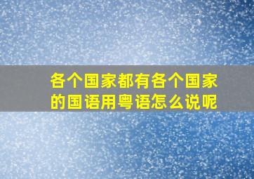 各个国家都有各个国家的国语用粤语怎么说呢