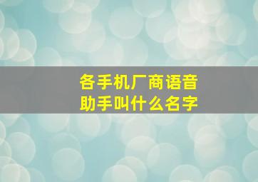 各手机厂商语音助手叫什么名字