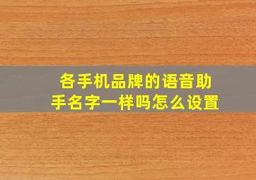 各手机品牌的语音助手名字一样吗怎么设置