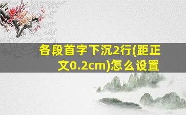 各段首字下沉2行(距正文0.2cm)怎么设置