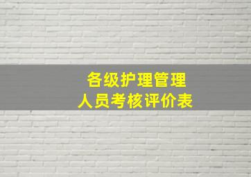 各级护理管理人员考核评价表