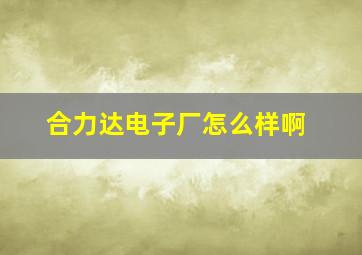 合力达电子厂怎么样啊