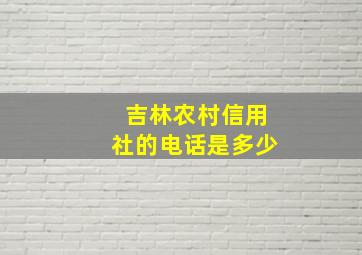 吉林农村信用社的电话是多少