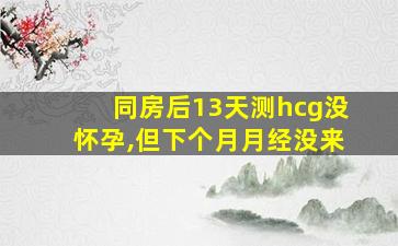 同房后13天测hcg没怀孕,但下个月月经没来