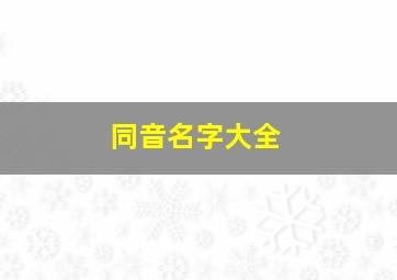 同音名字大全