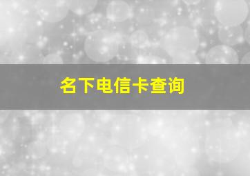 名下电信卡查询