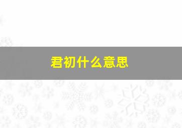 君初什么意思