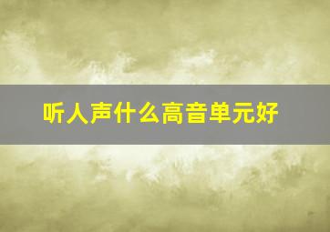 听人声什么高音单元好