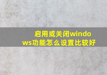 启用或关闭windows功能怎么设置比较好