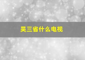 吴三省什么电视