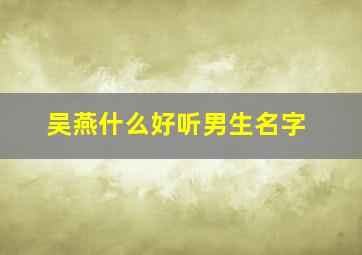 吴燕什么好听男生名字