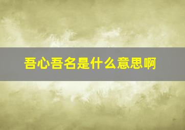 吾心吾名是什么意思啊