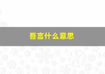 吾言什么意思