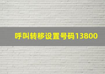 呼叫转移设置号码13800