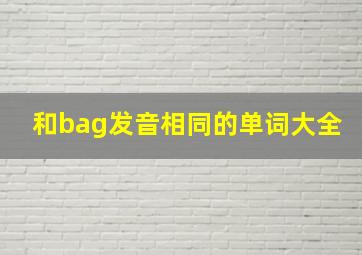 和bag发音相同的单词大全